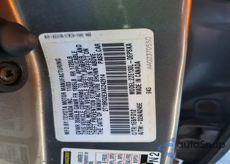 2004 Toyota Corolla Ce из США, поврежденный, VIN 2T1BR32EX4C242914